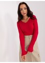 Fashionhunters Červený klasický pruhovaný svetr