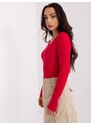 Fashionhunters Červený klasický pruhovaný svetr