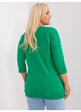 Fashionhunters Zelená dámská halenka větší velikosti s 3/4 rukávem