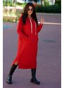 Fashionweek Teplákové dlouhé zateplené šaty s kapucí K9623