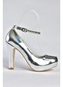 Fox Shoes Silver Mirrored Platform Heels, Women's Evening Dress Shoes