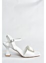 Fox Shoes White Stones, Thick Heeled Women's Evening Dress Shoes