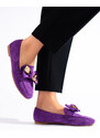 Purple suede loafers for women Shelvt