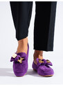 Purple suede loafers for women Shelvt