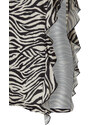 Trendyol Černá Zebra Vzorovaná Štěrbinová Sukně Volán Maxi Stretch Pletené šaty