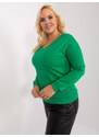 Fashionhunters Zelená dámská bavlněná halenka nadměrné velikosti