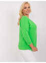 Fashionhunters Světle zelená halenka plus size s kulatým výstřihem