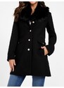 GUESS dámský kabát Oralia Faux-Fur Shawl černý XS