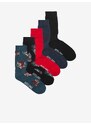 Jack & Jones Sada pěti párů pánských ponožek v černé, červené a modré barvě Jack - Pánské
