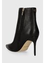 Kožené kotníkové boty Guess RICHER dámské, černá barva, na podpatku, FL8CHE LEA10