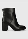 Kožené kotníkové boty Calvin Klein Jeans MID BLOCK HEEL BOOT LTH WN dámské, černá barva, na podpatku, YW0YW01259