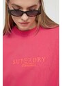 Bavlněná mikina Superdry dámská, oranžová barva, s aplikací