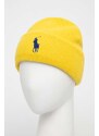 Vlněná čepice Polo Ralph Lauren žlutá barva, z husté pleteniny