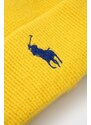 Vlněná čepice Polo Ralph Lauren žlutá barva, z husté pleteniny