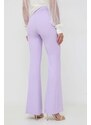 Kalhoty Twinset dámské, fialová barva, zvony, high waist