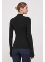 Svetr Calvin Klein dámský, černá barva, lehký, s pologolfem