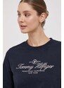 Bavlněné tričko s dlouhým rukávem Tommy Hilfiger tmavomodrá barva
