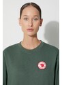 Bavlněná mikina Fjallraven 1960 Logo Badge Sweater dámská, zelená barva, s aplikací, F87230