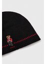 Vlněná čepice Polo Ralph Lauren černá barva, z tenké pleteniny