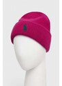 Vlněná čepice Polo Ralph Lauren růžová barva, z husté pleteniny