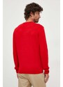 Vlněný svetr Lacoste pánský, červená barva