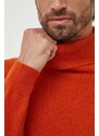 Kašmírový svetr United Colors of Benetton oranžová barva, lehký, s golfem