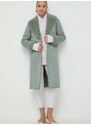 Kabát Twinset dámský, zelená barva, přechodný