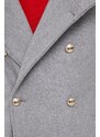 Vlněný kabát Dkny šedá barva, přechodný, dvouřadový