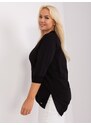 Fashionhunters Černá halenka plus size s nášivkou