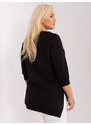 Fashionhunters Černá halenka plus size s nášivkou