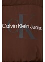 Oboustranná bunda Calvin Klein Jeans dámská, béžová barva, zimní, oversize