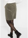 bonprix Strečová bavlněná sukně z manšestru s pohodlným pasem Zelená