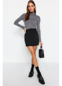 Trendyol Black Interlock High Waist Zipper Knitted Mini Skirt