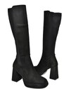 Fox Shoes R282230302 Black Suede Platform Chunky Heel Women's Elastic Back Boots