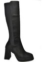 Fox Shoes R282230302 Black Suede Platform Chunky Heel Women's Elastic Back Boots