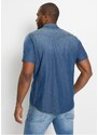 bonprix Džínová košile Slim Fit, krátký rukáv Modrá