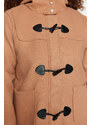 Trendyol Curve Camel Button Closure Hooded Cachet Coat