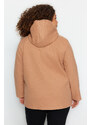 Trendyol Curve Camel Button Closure Hooded Cachet Coat