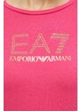 Tričko s dlouhým rukávem EA7 Emporio Armani růžová barva