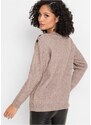 bonprix Oversize svetr s knoflíky Hnědá