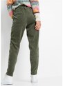 bonprix Kalhoty v manšestrovém vzhledu s elastickým pasem Zelená