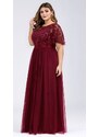 Dlouhé vínové bordo plesové šaty i plus size Ever Pretty 904