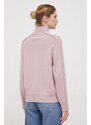 Vlněný svetr Calvin Klein dámský, růžová barva, s pologolfem