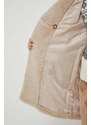 Kabát Pepe Jeans dámský, béžová barva, přechodný, dvouřadový