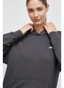 Bavlněná mikina New Balance dámská, šedá barva, s kapucí, s aplikací