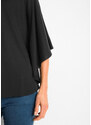 bonprix Viskózové triko s netopýřími rukávy s kulatým výstřihem Černá