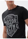 Ombre Clothing Originální černé tričko s auto-moto motivem V1-S1735