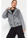 Džínová bunda Trendyol Grey Stitch Detail Bomber