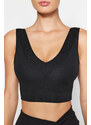 Trendyol Black Supported/Shaping V-Neck Knitted Sports Bra