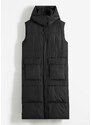 bonprix Vatovaná vesta z recyklovaného polyesteru, s odnímatelnou kapucí Černá